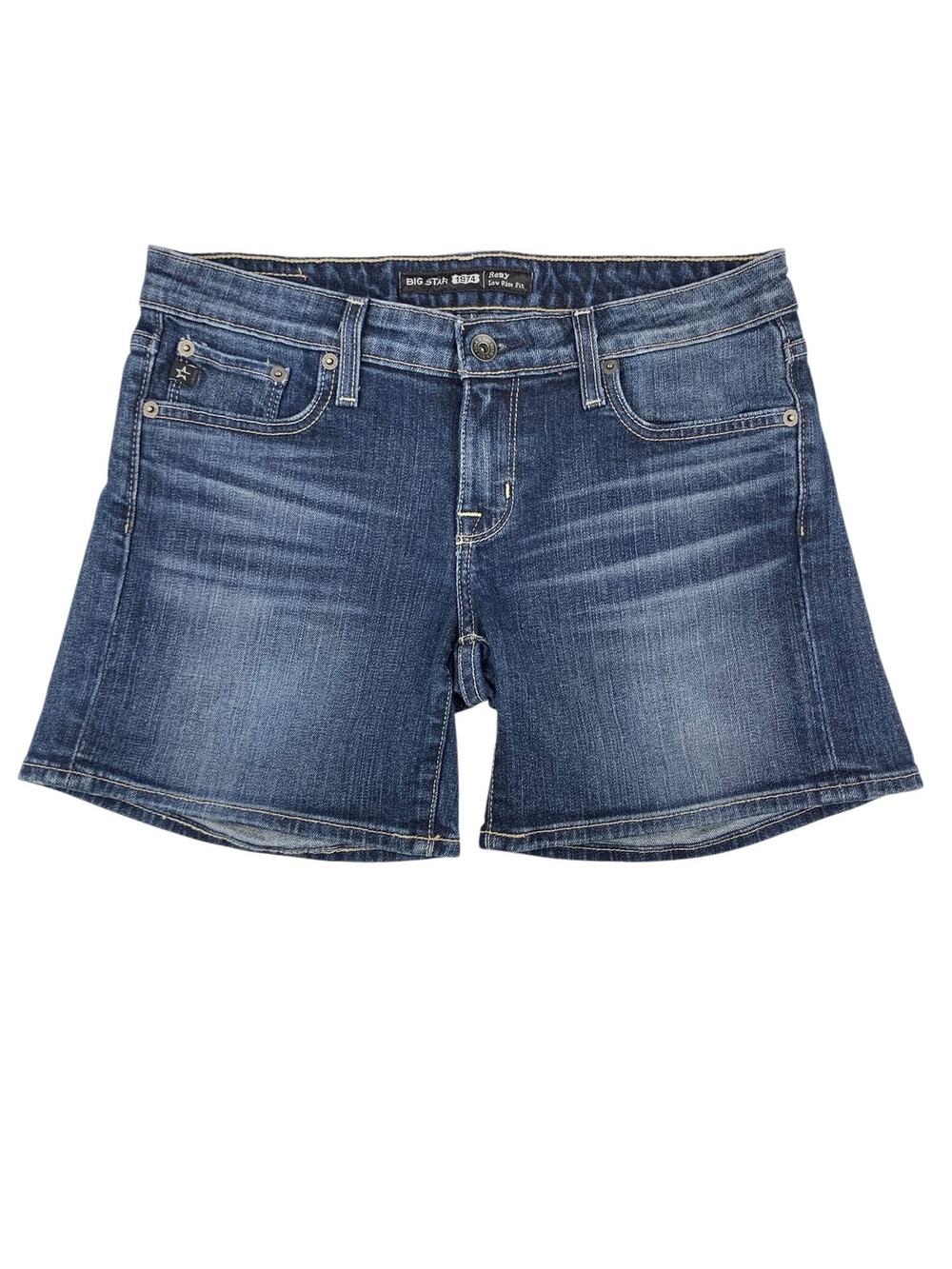 Big Star Remy Low Rise Fit Jean Shorts Denim Dark Wash Blue Women's 27